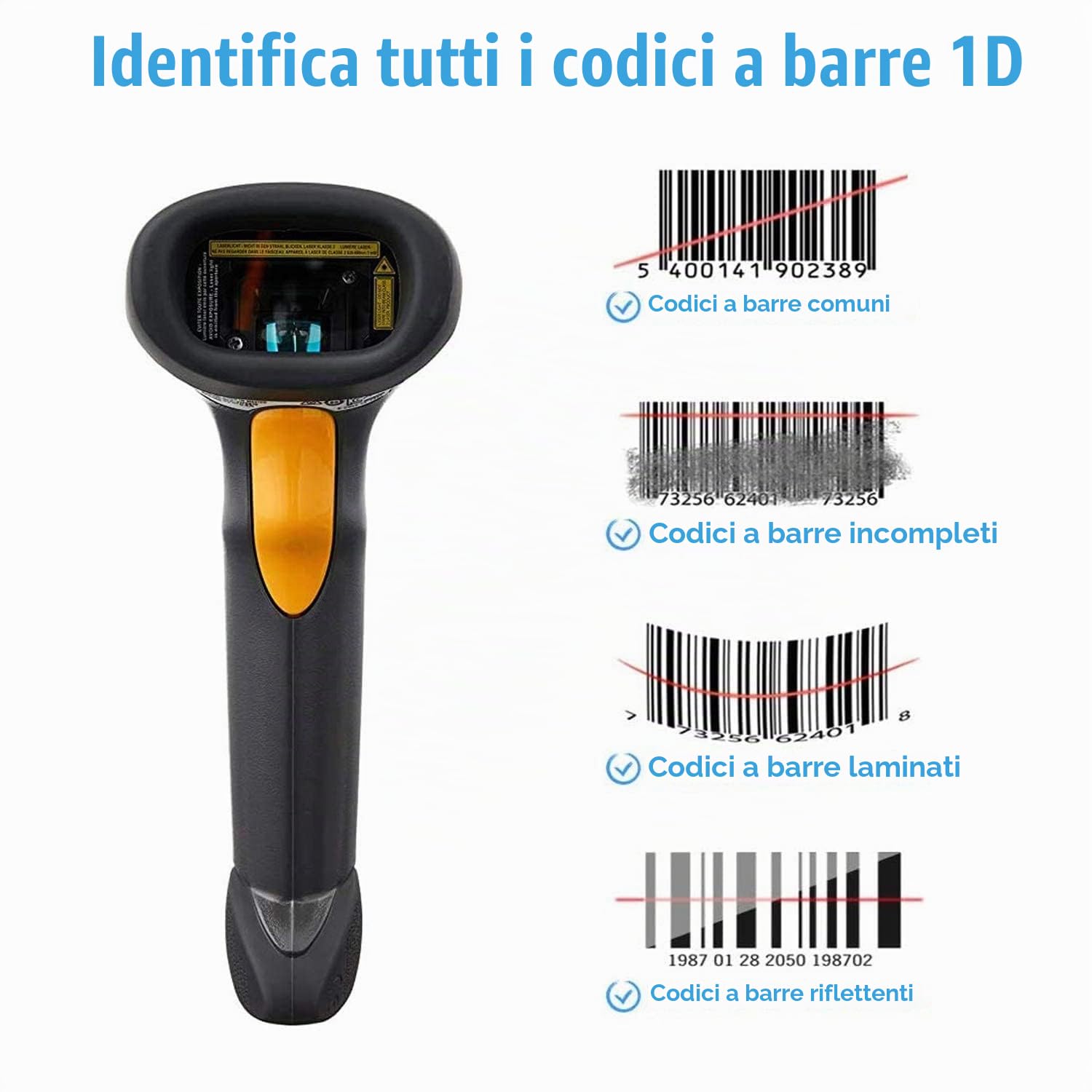 Symbol LS2208 - Scanner per codici a barre laser multifunzione 1D bidirezionale, colore: Nero