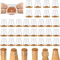 Vista 15 de 24 piezas de protectores para patas de silla para suelos de madera dura, cubiertas de silicona, almohadillas de fieltro, tapas para patas