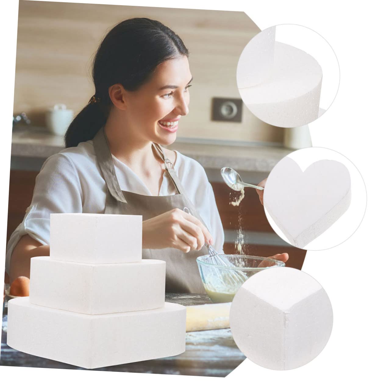 jojofuny 2 Ensembles Modèles De Gâteaux Décoratifs Mousse Pour Mariage Faux Gâteaux Mousse Pour Pâtisserie Et Diy Accessoire De Décoration De Gâteau 3 Pièces * 2