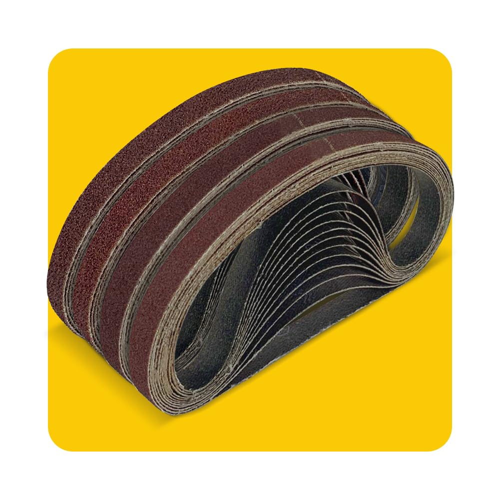 48 Pcs 3/8 x 13 Inch Assorted Aluminum Oxide Belt Sander Sanding Belt - 8 Each of 60/80/120/150/240/400 Grits