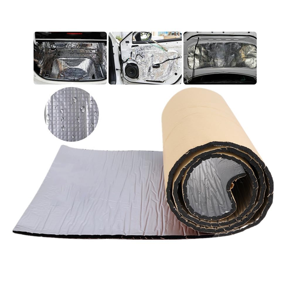 Self Adhesive Reflective Aluminium Foam Insulation 10mm Thick, 200x50cm Radiator Insulation Foil Reflector Sound Deadening Mat for Floors, Roofs, Garage Doors and Camper B