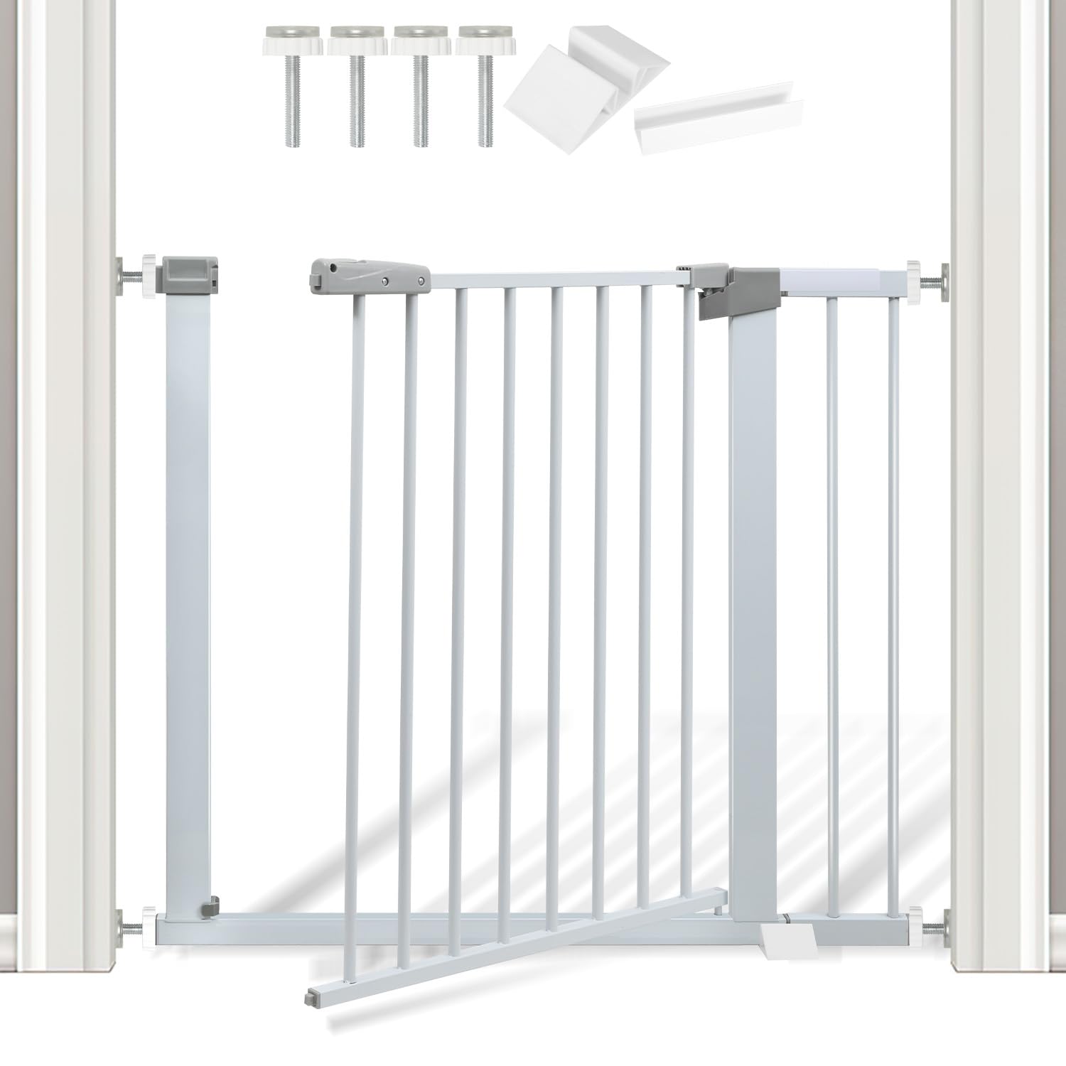 Sonnewelt Treppenschutzgitter ohne Bohren 89-96cm, Türschutzgitter Sicheres Kindergitter für Türen und Treppen,Weiß Türgitter Mit dem y -verdrängten Bolzen und dem unteren Dreieck Fester Steckplatz