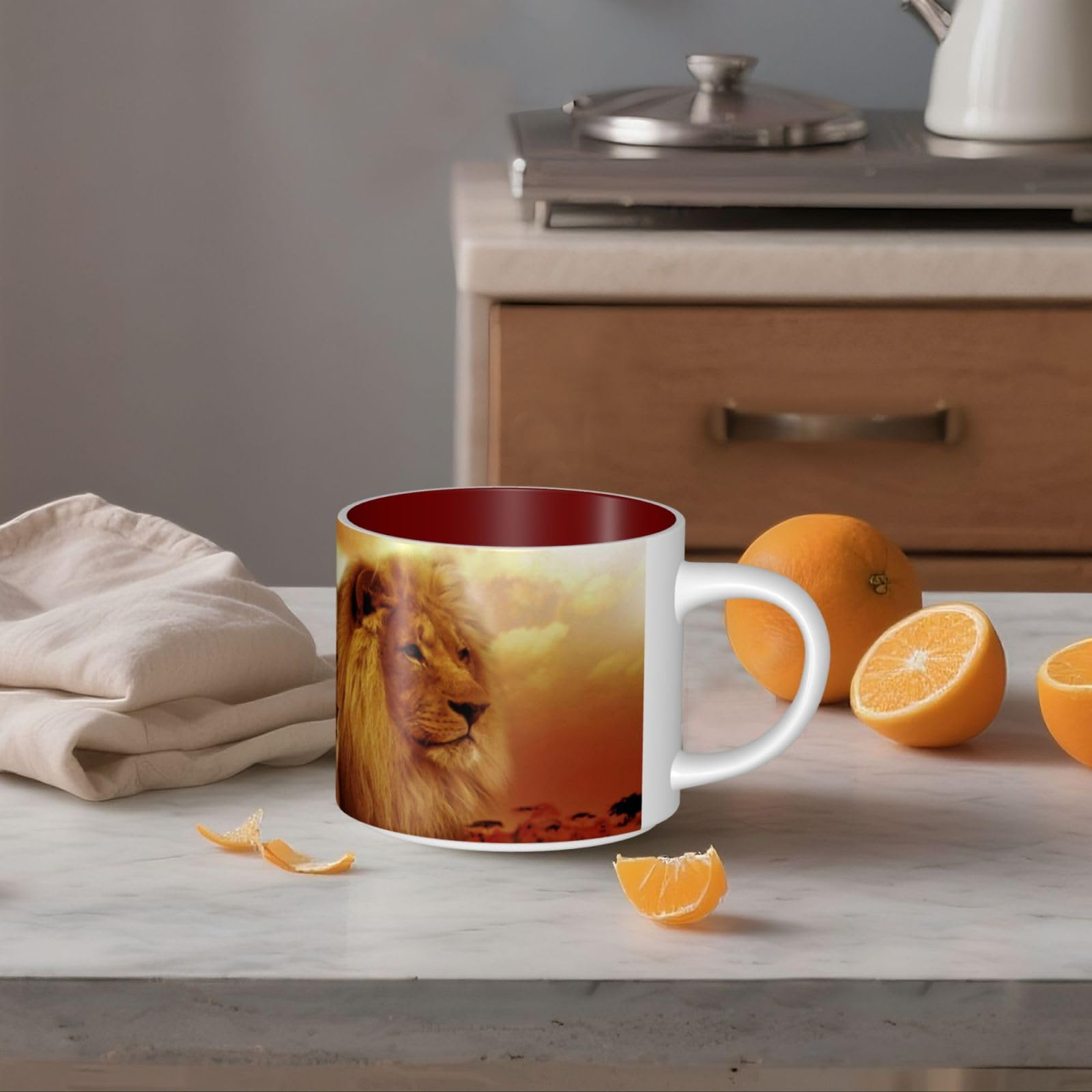 Afrykański lew i lwica drukowane kubki ceramiczne o dużej pojemności ceramiczny kubek do kawy