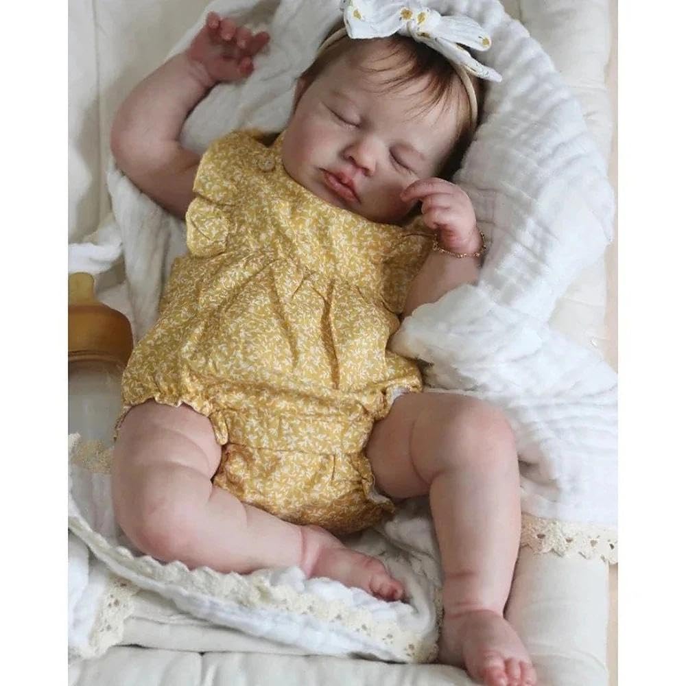 Anano 50cm Reborn Muñeca, Bebés Reborn De Cuerpo Completo, Bebe Niña con Ojos Cerrados, Bebe Newborn Blanda Y Flexible Cuerpo Completo Niña Y Ropa