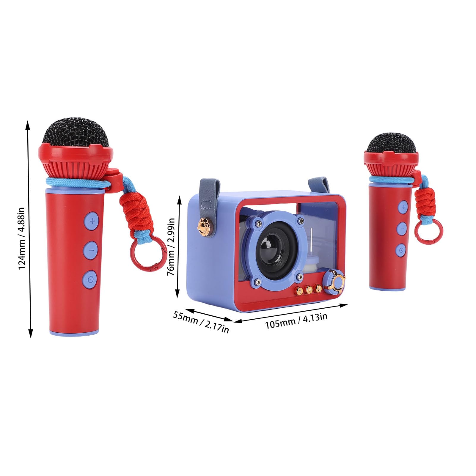 Machine de karaoké, Mini Haut-Parleur de karaoké Portable avec 2 Microphones sans Fil pour Les Fêtes à la Maison, Filles et Garçons (Blue)