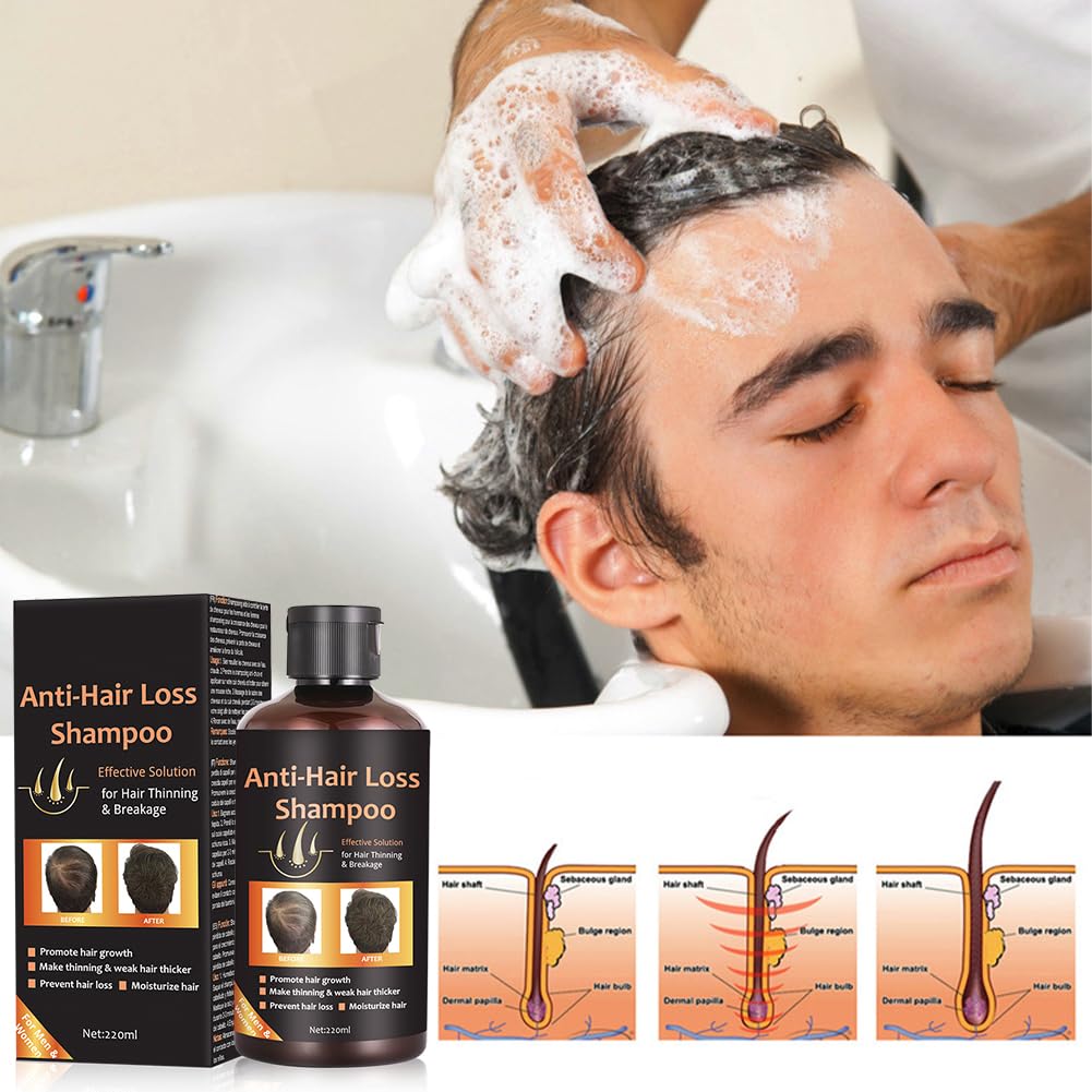 Shampoing de Croissance Cheveux, Hair Growth Shampoo, Shampoing Anti Chute, Pour Les Hommes et Femmes, Favoriser la Croissance des Cheveux for All Hair Types, 220ml