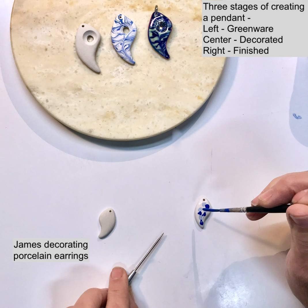 Purple Lover Drop Earrings Lightweight Porcelain Sterling Silver Wires Gift for Women