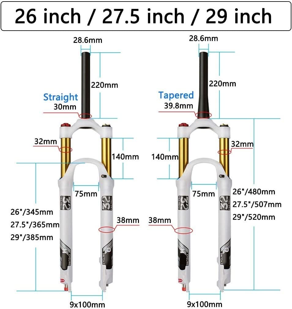 Amazon.co.jp: 自転車フロントフォーク エア MTB、140mm トラベル 軽量