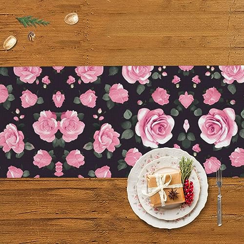 Chemin de table rustique : réveillez une nappe terne avec ces fleurs roses - 4