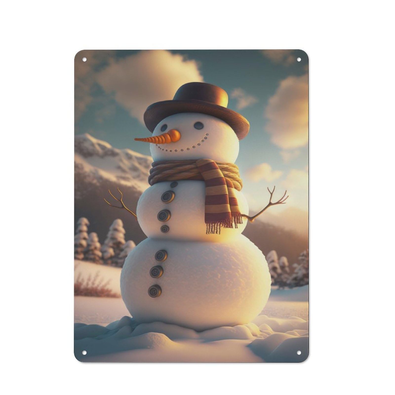 Junmoney Snowman Ii Tin Wall Plaque 40X30cm With For Hobby Room Or Studio, For Updating Hobby Room And Studio After Moving