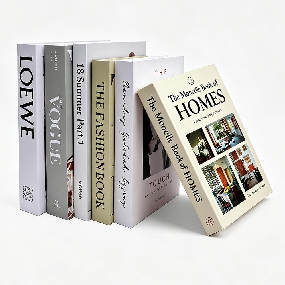 Sgzioo 6Pcs Decorative Books, Faux Books Set, Fashion Fake Books, No Pages Book Decor, Stacked Modern Storage Books For Decoration Bookshelf Coffee Tables Home