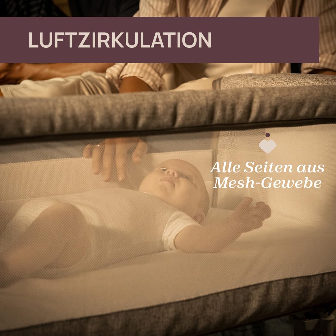 Chicco Next2Me Armonia Baby Beistellbett, aufklappbare Seitengitter, 11 Höhenstufen, höhenverstellbar von 66 bis 83 cm, 4 Rollen, hervorragende Luftzirkulation, hellgrau meliert