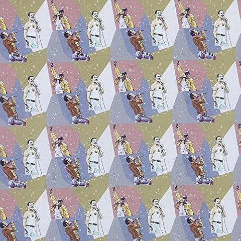 Kt KILOtela Patchwork Fabric by the metre - Digital Print - 100% Cotton - 140 cm Wide - Choice of 50 in 50 cm | Freddie Mercury - Grey, Green Cover