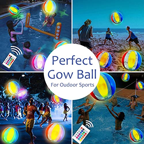 TYTOGE Poolspielzeug aufblasbar, 40cm wasserdichter aufblasbarer LED-beleuchteter Strandball mit 16 Lichtfarben Glow… – Bild 4