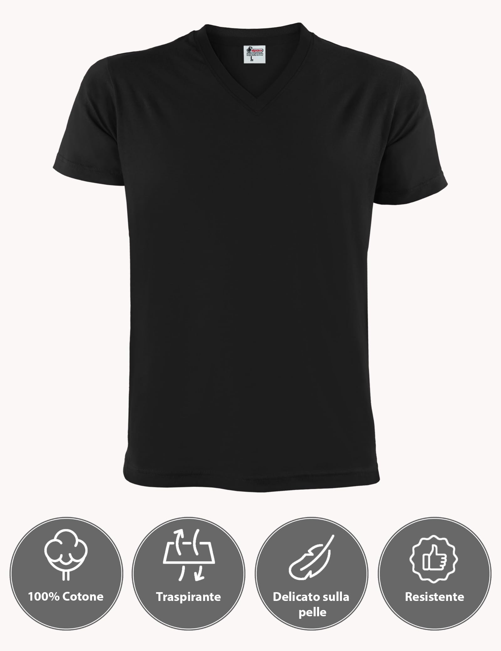 ALPIDEX T-Shirt Magliette da Uomo Confezione da 5 con Scollo a V - Taglie S M L XL XXL 3XL 4XL 5XL