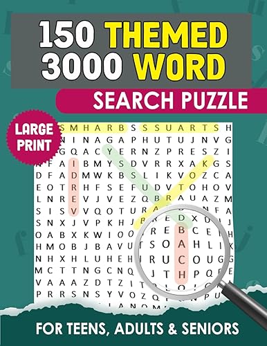 150 Themed 3000 Word Large Print Search Puzzle For Teens, Adults &amp; Seniors: Word Find Puzzles &amp; Activity Book (Themed Word Search Puzzle Books)