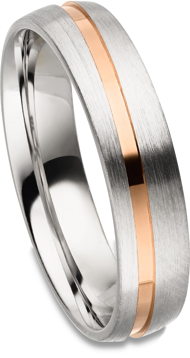 Kolibri Rings 925 Silber Rot Vergoldet | Eheringe Set Paarpreis mit 7 Zirkonia Steine | Partnerringe Längsmatt | Made in Germany + Gratis Gravur & Etui
