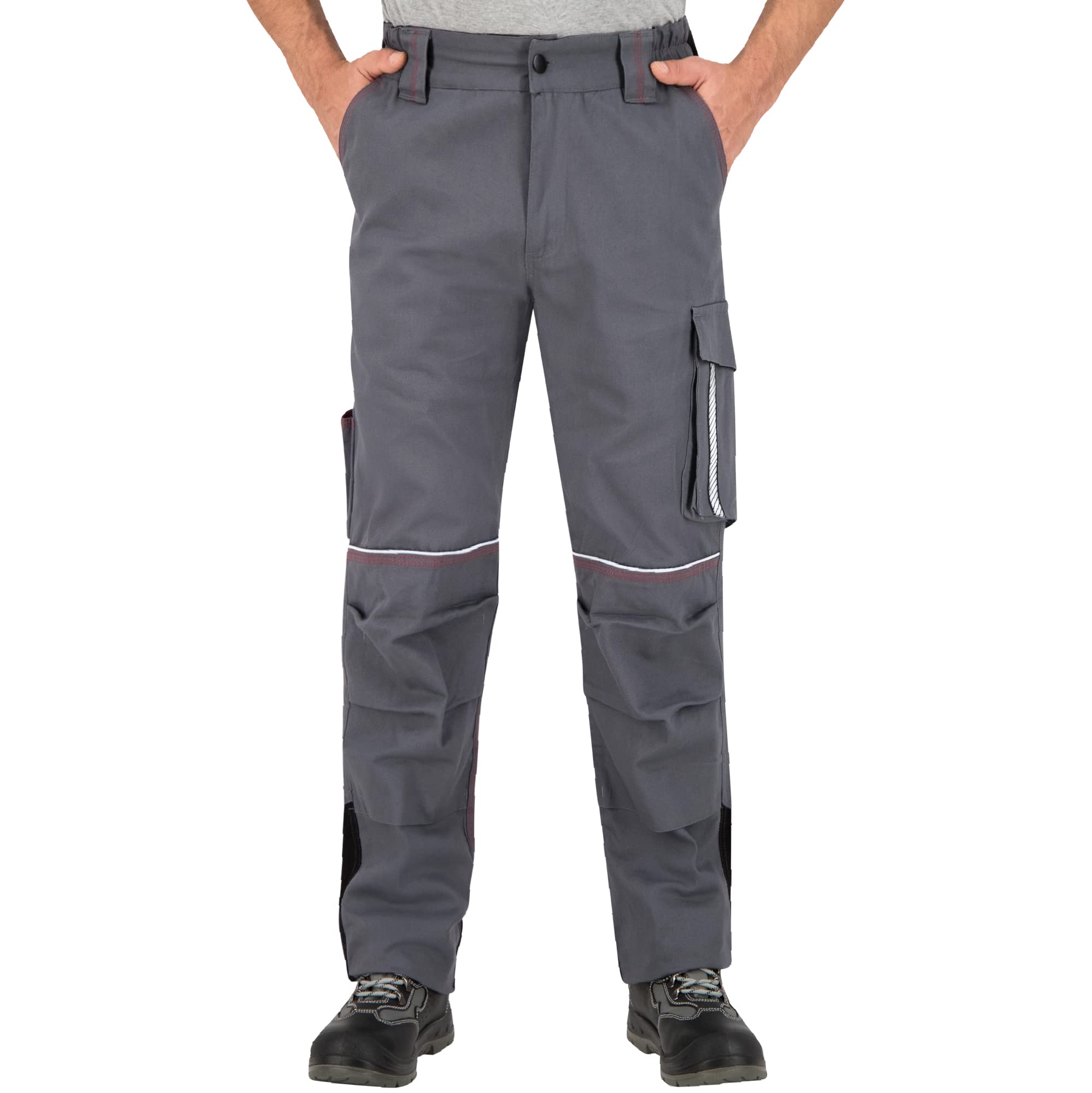 BWOLF Raptor 100% Coton Pantalon de Travail Coton pour Homme Pantalon de Travail Homme avec Poches multifonctionnelles, Poches genouillères, Bandes réfléchissantes