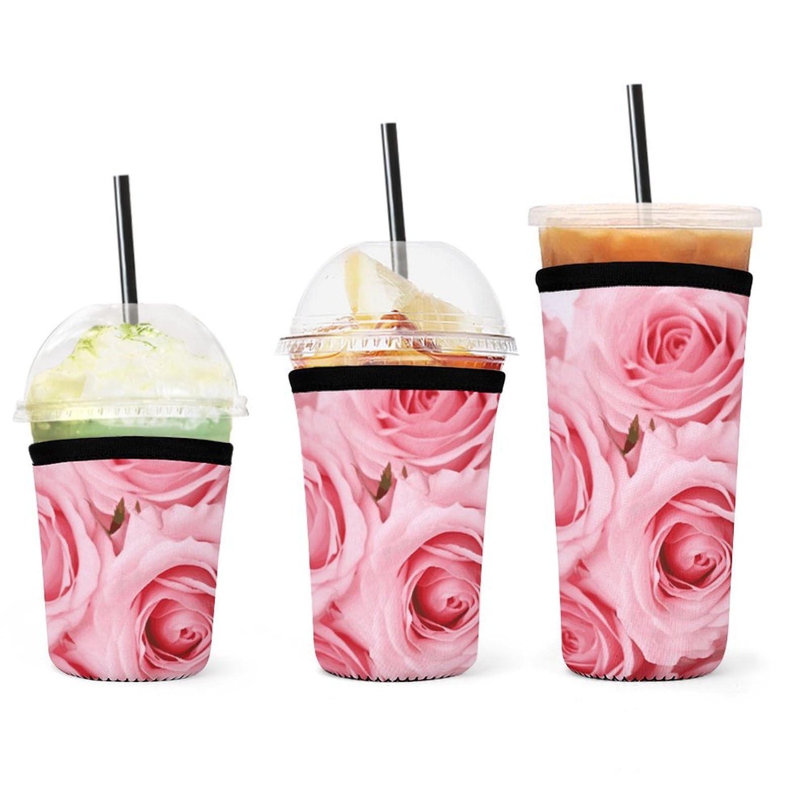 Fundas de neopreno para botellas paquete de 3 aislantes reutilizables diseño de rosas