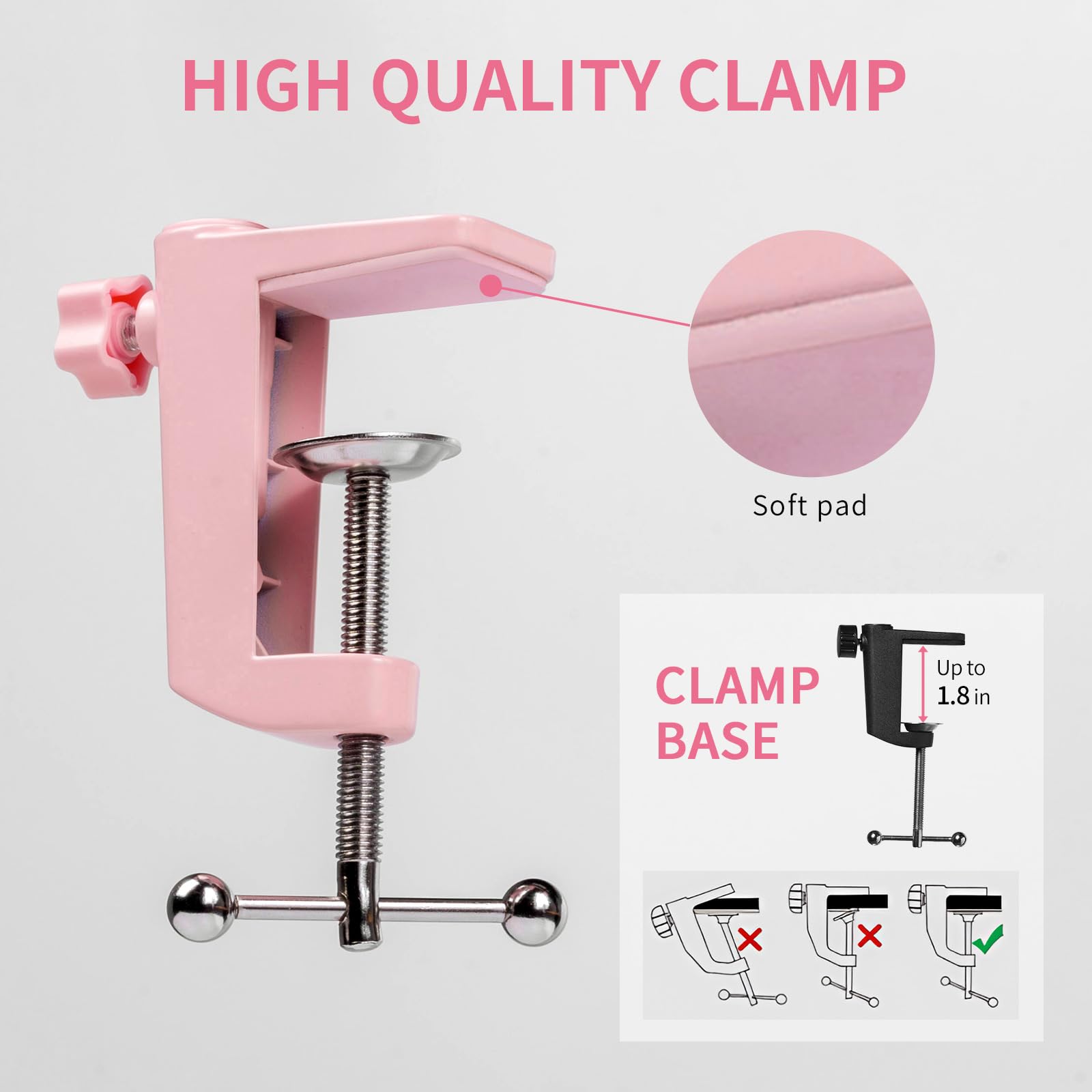 FEELWORLD AMS1 - Braccio per microfono regolabile, con vite da 3/8" a 5/8", compatibile con PM1 e altri microfoni per podcast Straming Gaming Studio (rosa)