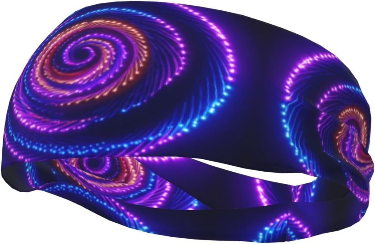 Unisex Sports Headband, Neon Swirl Basketball Elastic Headband, Exercise Running Cycling Yoga Fitness Sweat Band,