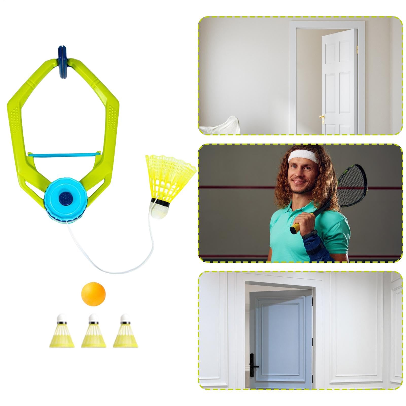 Entrenador de bádminton ajustable para práctica de rebote, incluye volante con cuerda, tenis de mesa y pelotas de bádminton, 15x23 cm