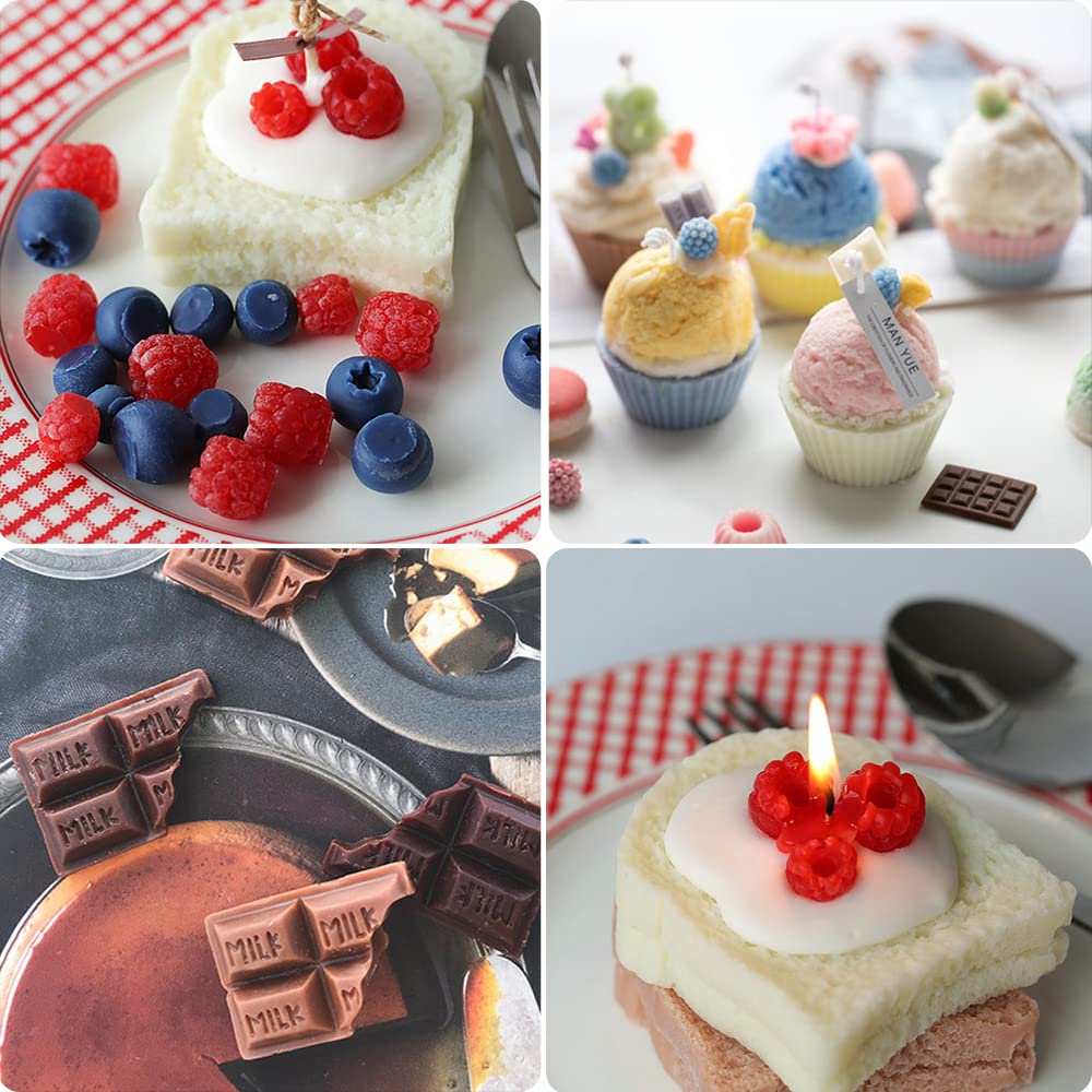 5 Moldes para Hacer Velas 3D - Forma de Bola de Helado y Chocolate, Molde de Silicona en Forma de Fruta para Velas de Cera, Jabón y Decoración