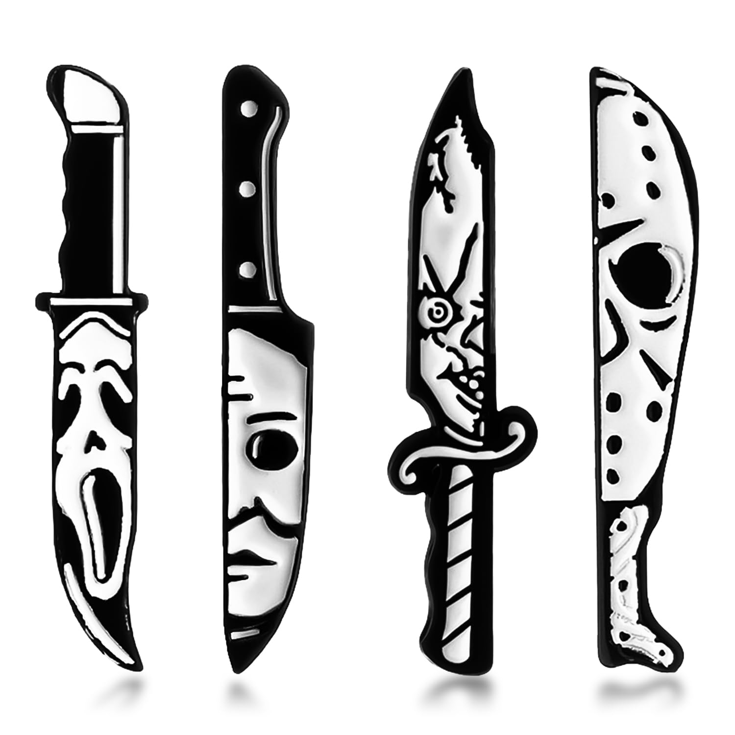 4 Pieces of Skull Dagger Brooches, Enamel Pins, Punk Badges, Gothic Brooches, Personalized Decorative Props, Suitable for Masquerades and Horror Parties