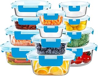 FREYBLI Glass Storage Containers with lids, 24pc Airtight Glass Bowls Set with Lids for Lunch, Food Storage, Meal Prep, Le...