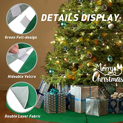 SALCAR Weihnachtsbaum Decke Rund, Weihnachtsbaum Rock Grün Filzteppich Kleid Mit Klettverschluss, Christbaumdecke Fell für Weihnachtsbaum Tannenbaum Weihnachtsbaum Deko, 80cm