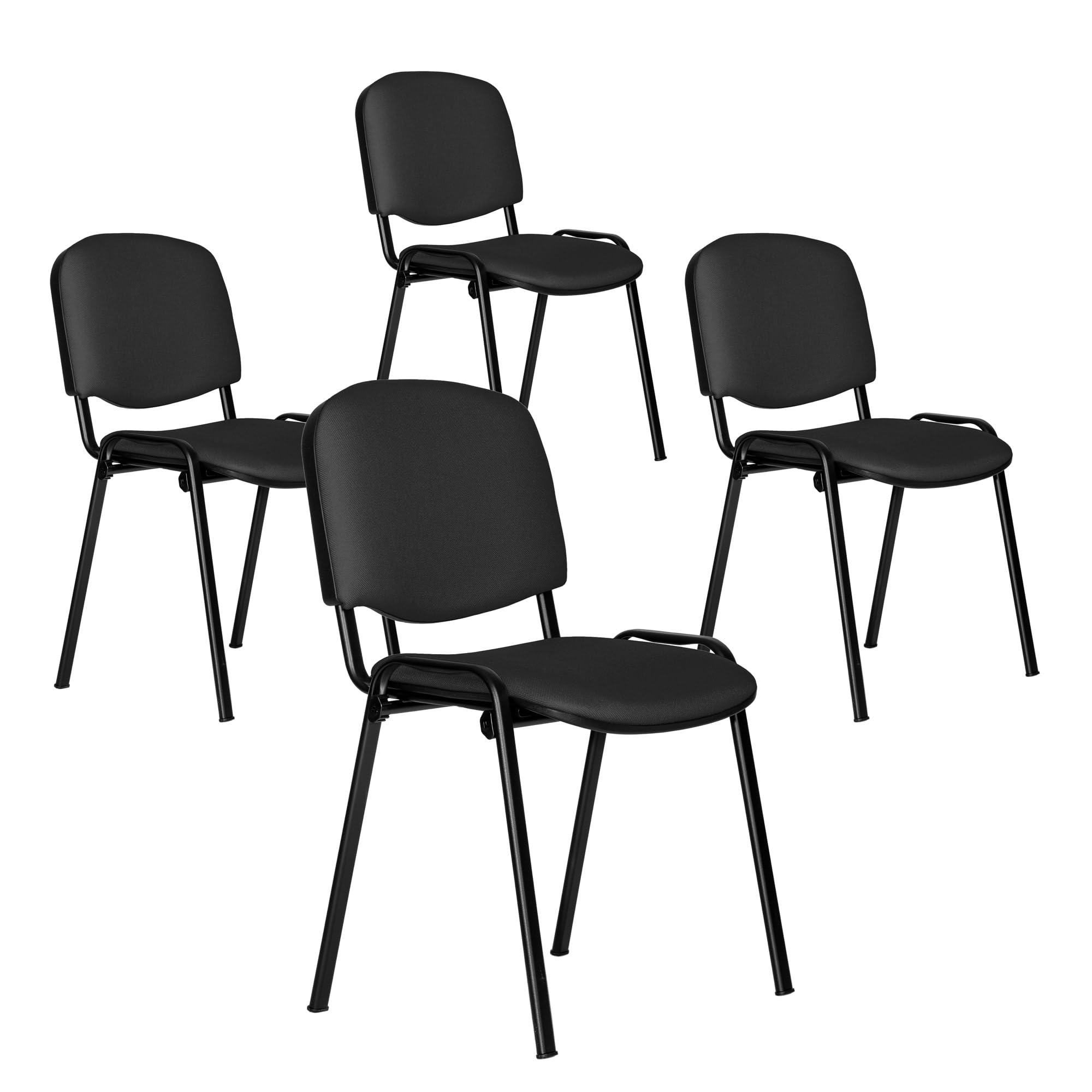 Topsit Besucherstühle 8er Set, stapelbare Konferenzstühle ohne Armlehnen, Stapelstühle mit Metallgestell, für Büro, Konferenz, Reception (Schwarz)