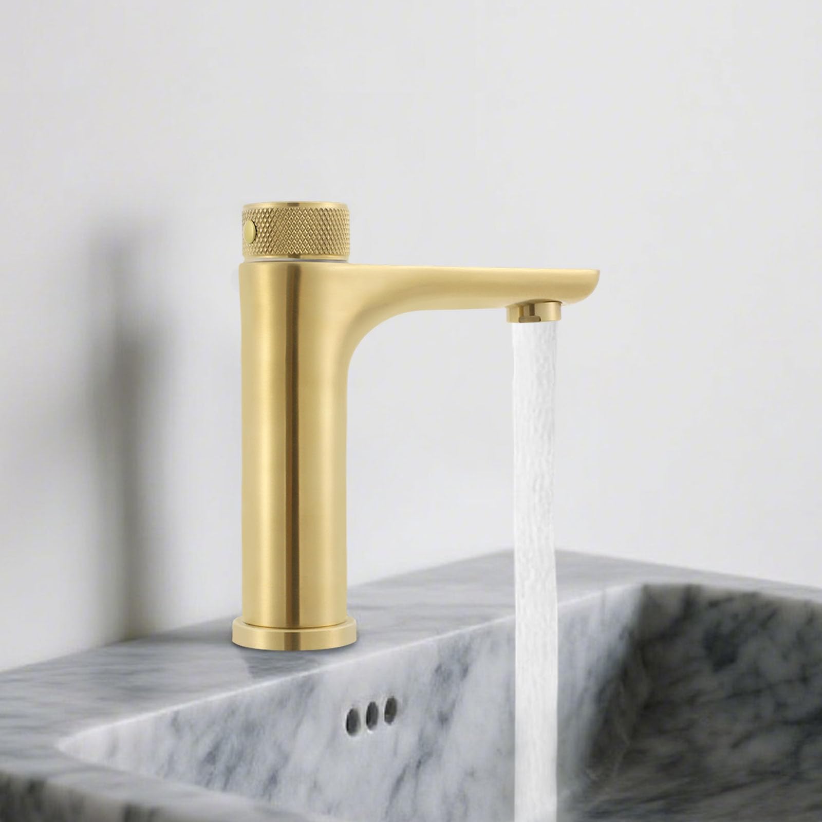 Grifo de baño con sensor por infrarrojos, grifo automático de baño, grifo de lavabo recto sin contacto para baño, cocina (dorado)