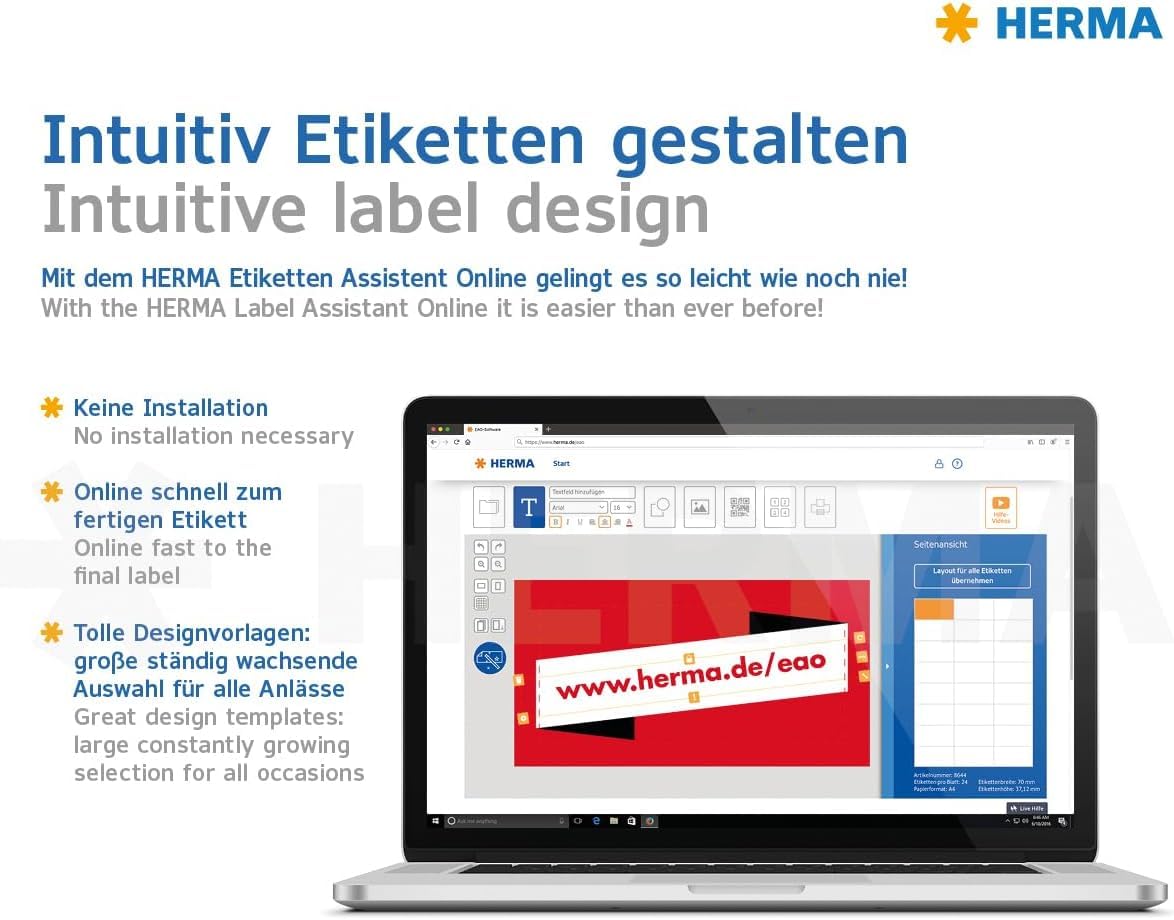 HERMA 65121 Einsteckrückenschilder für Ordner perforiert kurz breit, 800 Blatt, 146 x 50 mm, 5 pro A4 Bogen, 4000 Stück, bedruckbar, matt, blanko Karton Einsteckschilder Rückenschilder, weiß