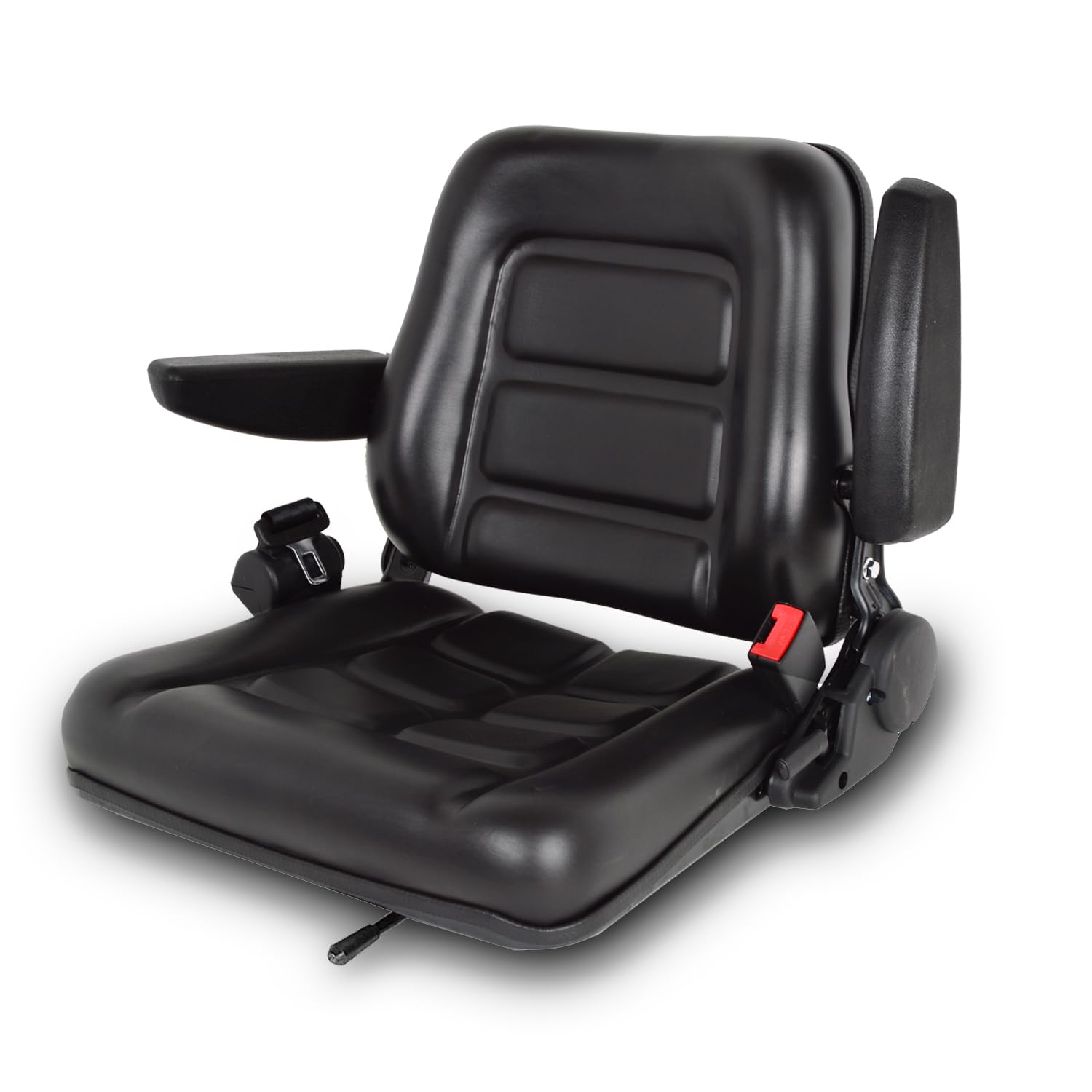 Universal Gabelstaplersitz, Traktorsitz mit Sicherheitsgurt, verstellbare Rückenlehne und Armlehnen, Heavy Duty Klappsitz PVC wasserdicht für Kompaktlader, Bagger, Baggerlader, Teleskoplader