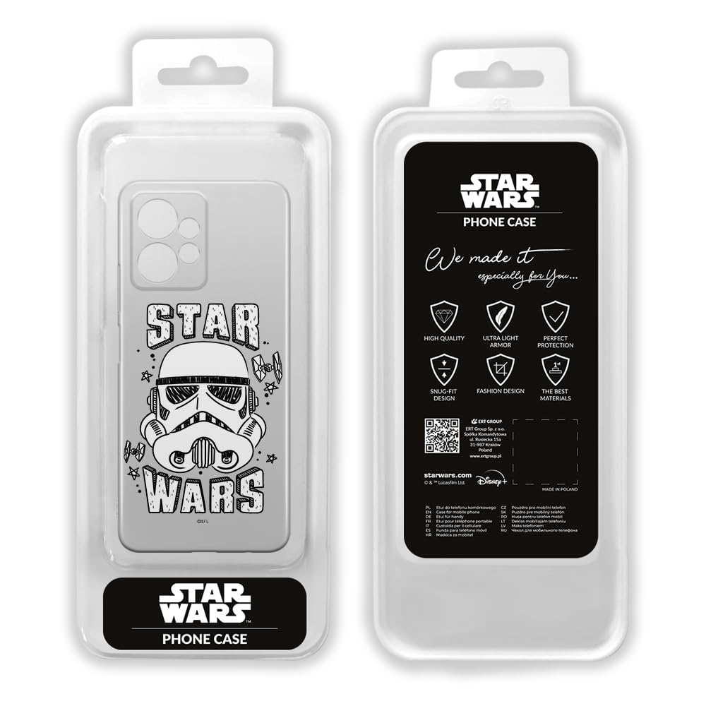 ERT GROUP custodia per cellulare per Xiaomi REDMI NOTE 12 4G originale e con licenza ufficiale Star Wars, modello Stormtrooper 013 adattato alla forma dello smartphone, parzialmente trasparente