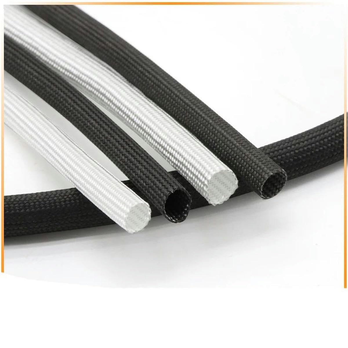 Gaine de câble en fibre de verre chimique haute température 600 degrés 1/2/5/10M ID 1mm~40mm - Blanc - Diamètre 30mm - 10 mètres
