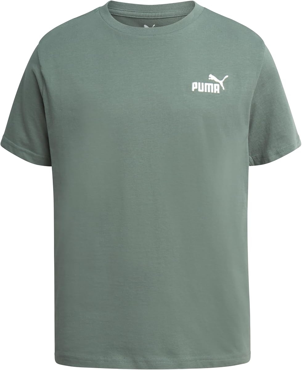 Camisetas PUMA de algodón con cuello redondo y manga corta para niños (tallas 8-20) | Tejido suave y transpirable, ajuste activo cómodo, ideal para la escuela, deportes y uso diario informal.