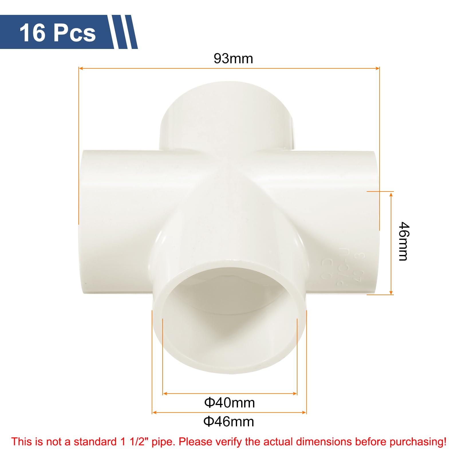 QUARKZMAN 16 Pcs Raccord PVC Blanc Croix 4 Voies PVC 40mm ID Connecteurs PVC Coudes Raccords Tuyauterie en PVC, Connecteurs d'angle pour Meubles PVC pour Structures de Support de Jardin DIY