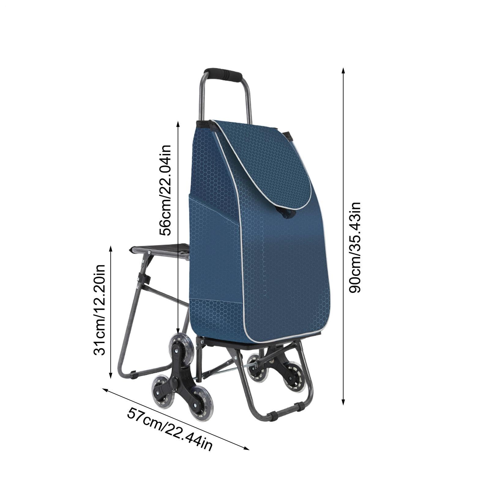 Carrello Saliscale Borsa Carrello Pieghevole A 3 Ruote Saliscale | Borse Per La Spesa Per Anziani Scale Appartamento Supermercato E Mercato Lavanderia E Casa