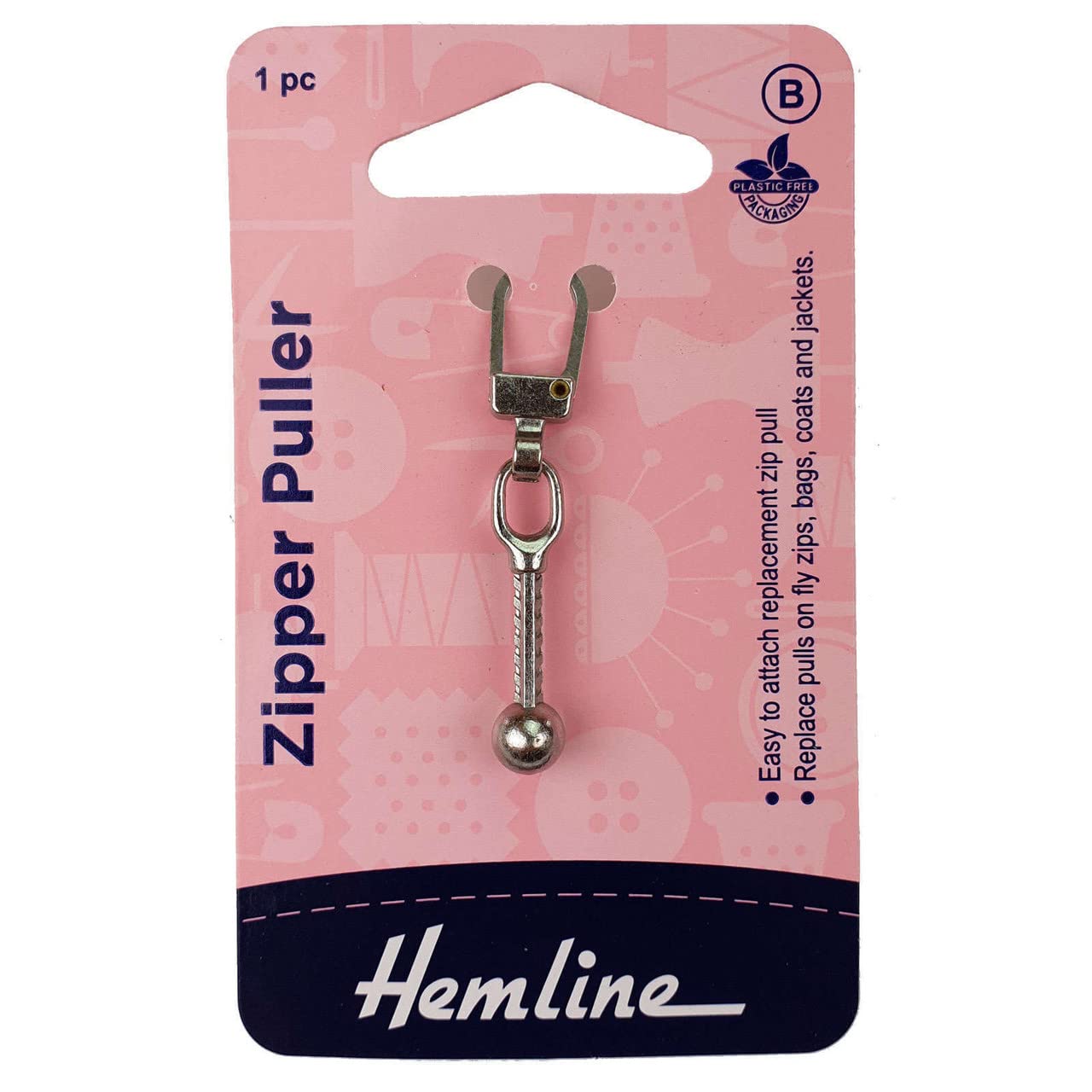Hemline Metal Zipper Puller – Silver Ball Style Easy-to-Attach Accessory for Effortless Zipper Opening and Closing – Durable and Convenient Solution for Dresses, Jackets and Garments.