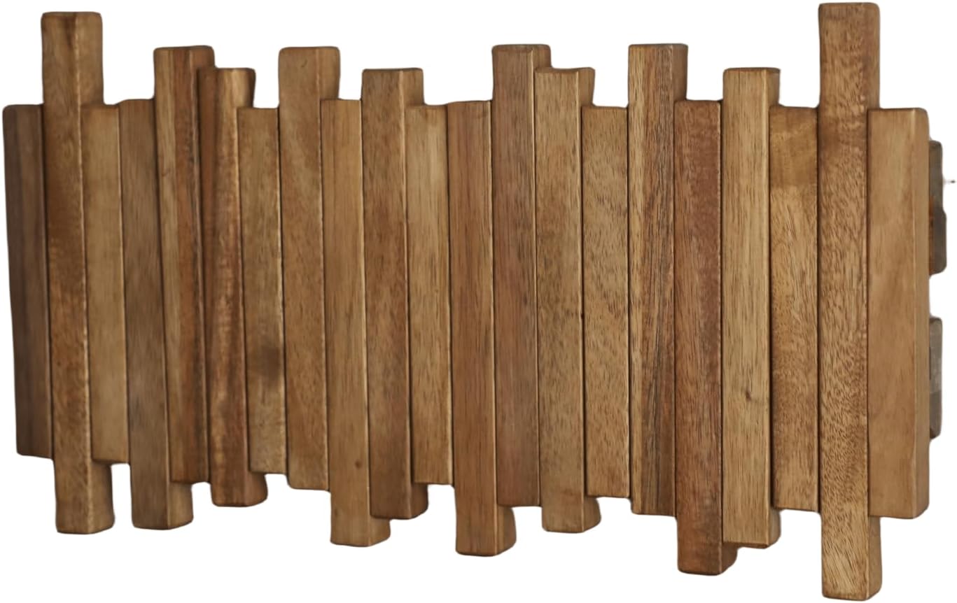 GOGREEBELL Natural Wood Wall Mounted Piano Coat Rack Coat