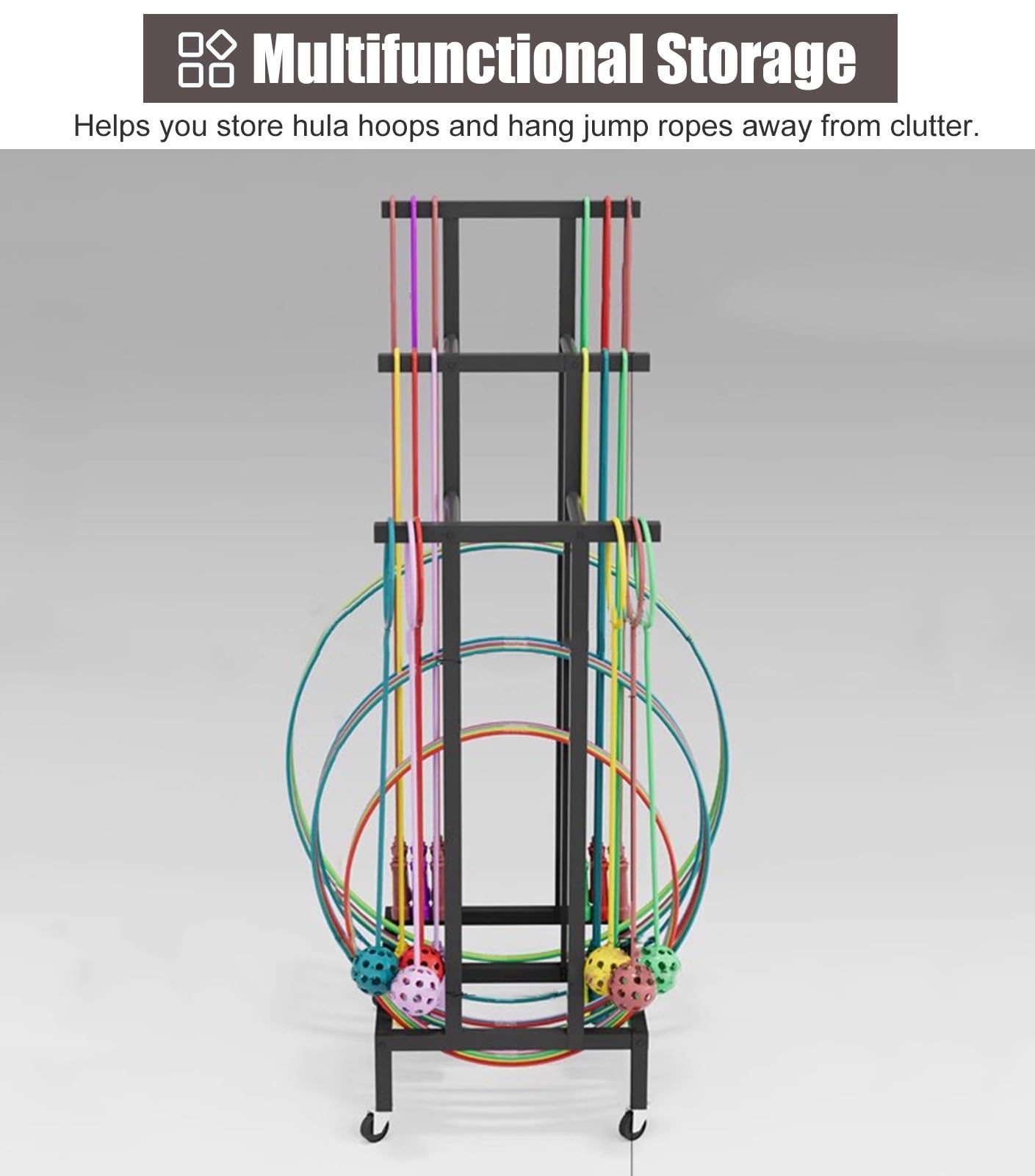 Support Cerceau Hula Hoop Support Pour Corde à Sauter D'intérieur Et D'extérieur, Chariot De Rangement Mobile Pour Équipement De Sport, Supports De Rangement Compacts Pour Cerceaux De Fitness De Yoga