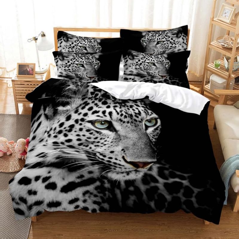 Funda nórdica 220 x 240 de microfibra premium 110g/㎡ con diseño de leopardo elegante
