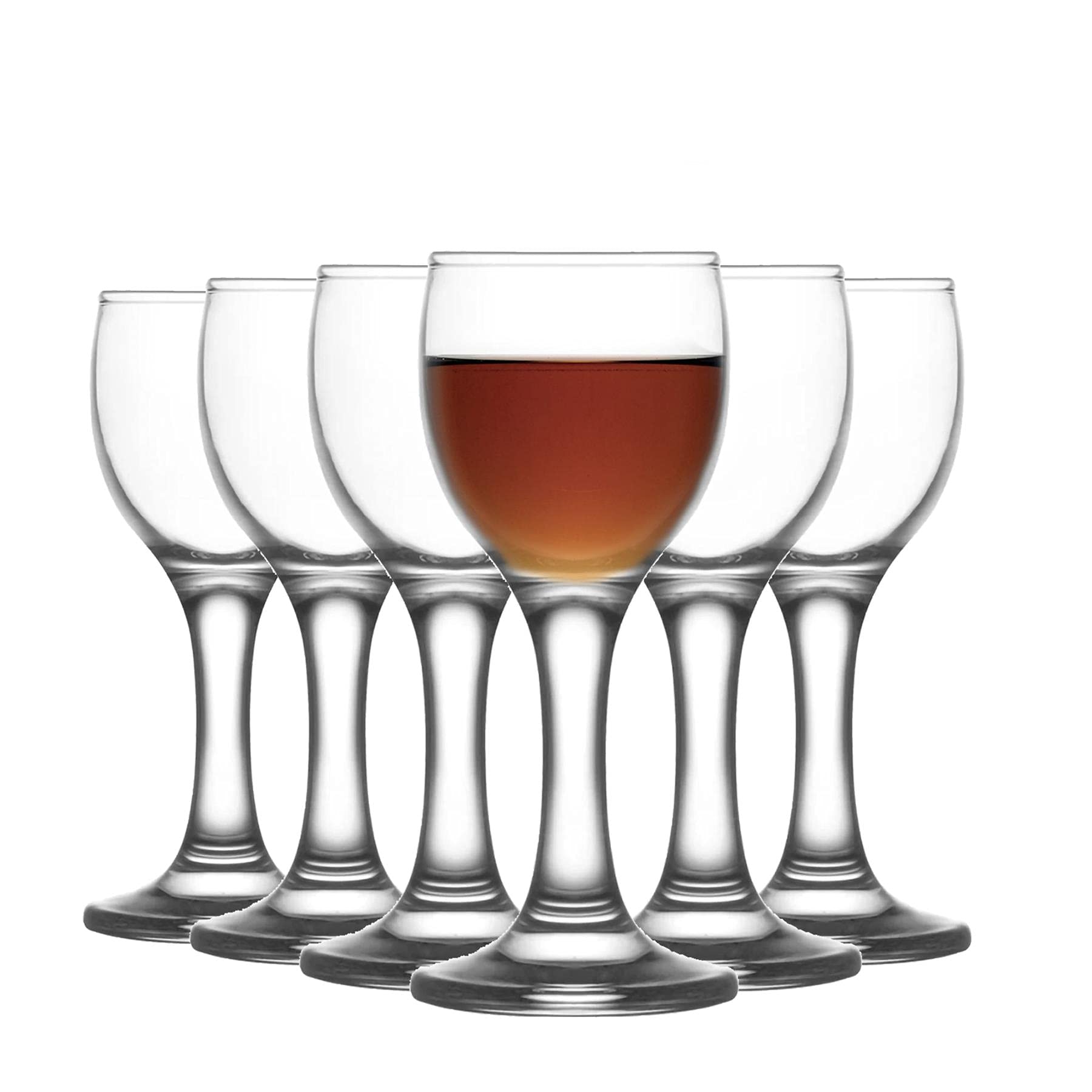 LAV 12x Clear 55ml Misket Sherry Glasses - Small Port Brandy Vodka Liqueur Dessert Wine Drinking Shot Glass Set with Stem