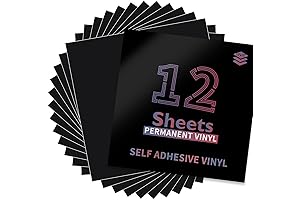 Permanent Matte Black Vinyl Sheets For Cricut - Value Set Pack of 12