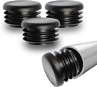 Prescott Plastics 1" Ribbed Black Hole Plugs - Durable End Caps for Furniture Legs, Weatherproof Tubing Inserts, 4 Pack Made in USA