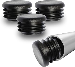 Prescott Plastics 1" Ribbed Black Hole Plugs - Durable End Caps for Furniture Legs, Weatherproof Tubing Inserts, 4 Pack Made in USA