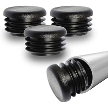 Prescott Plastics 1 1/2 38.1mm Outer Diameter Ribbed Plastic Hole Plugs, Round Black Metal Tubing End Caps, Strong Furniture Leg Inserts, Impact & Weather Resistant, Made in the USA - 4 Pack