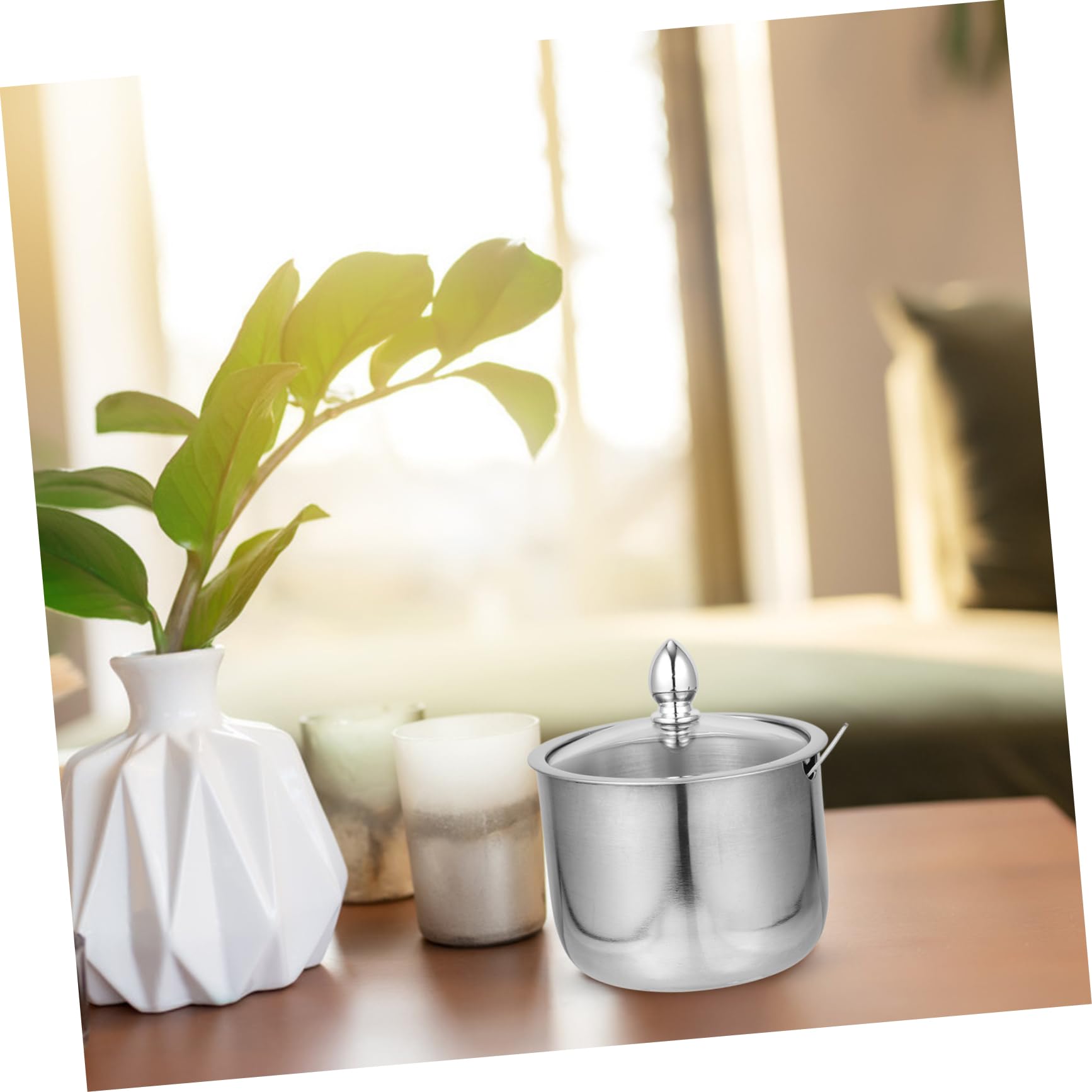 NAMOARLY 1pc Stainless Steel Seasoning Jar Sauce Dispenser Sugar Bowls Salt Cellar Food Storage Jars Flour Container Salt Boxes Tins Chilli Containers Sugar Jars Seasoning Cans Glass Silver