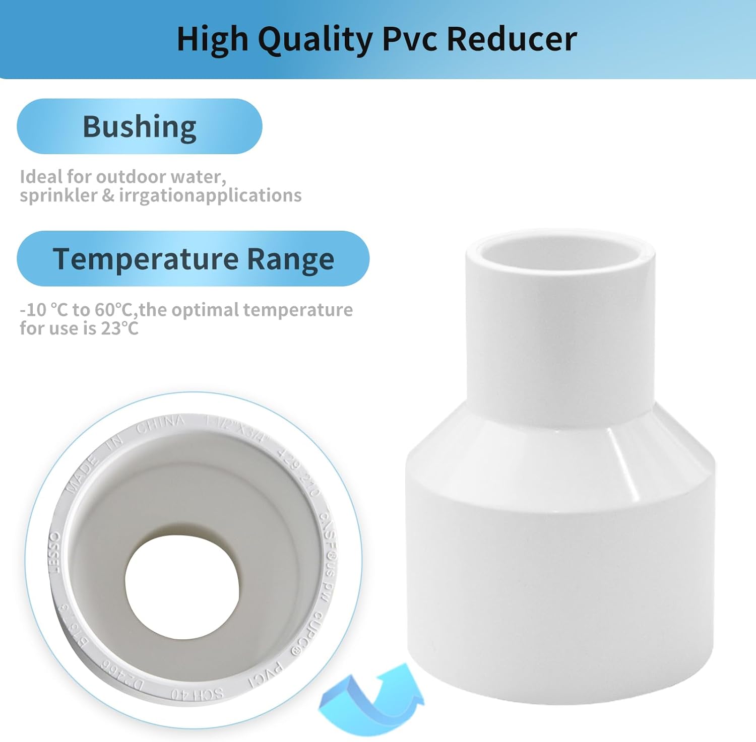LESSO 2PCS PVC Pipe Fitting, 2 to 1-1/2 Inch Fitting Reducing Coupling (SOC x SOC), High-Flow SCH40 Pipe Fitting for Plumbing, Irrigation, Pool, Spa, DIY Projects
